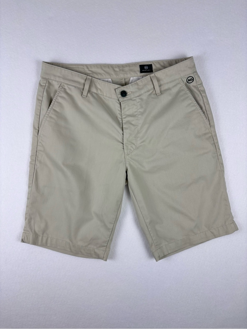 AG Green Label Men’s Chino Shorts Size 33 Khaki Tan Casual Golf Flat Front